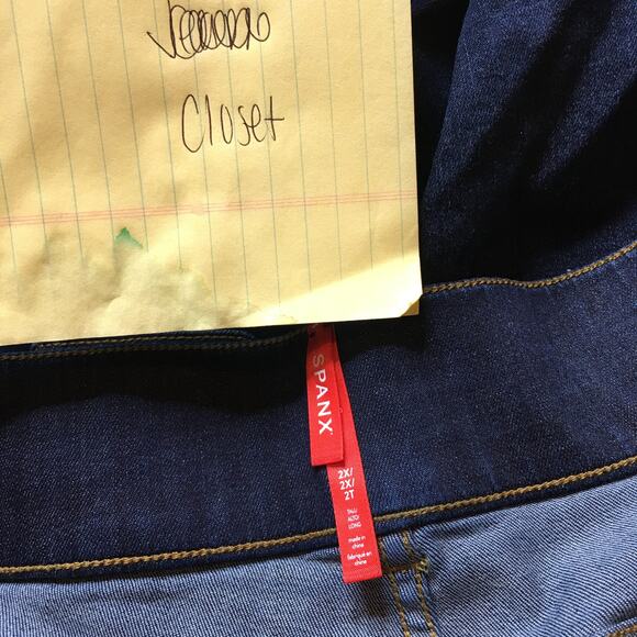 Spanx Womens Flared High Rise Denim Jean Dark Wash Stretch Waist Pull On 2X - Picture 12 of 12